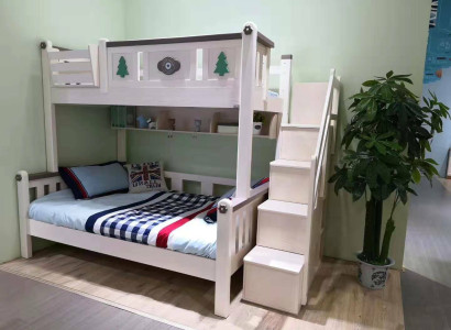 Modern Bunk Beds Children Boy Girl Ladder Wardrobe High Wood Bed